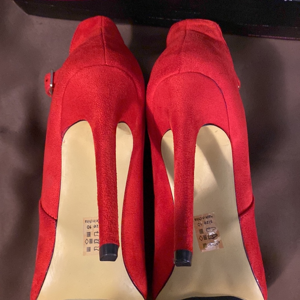 NEW MICHAEL ANTONIO RED LUXX MICROFIBER BOOTIE HEELS SIZE 10 - Picture 7 of 7